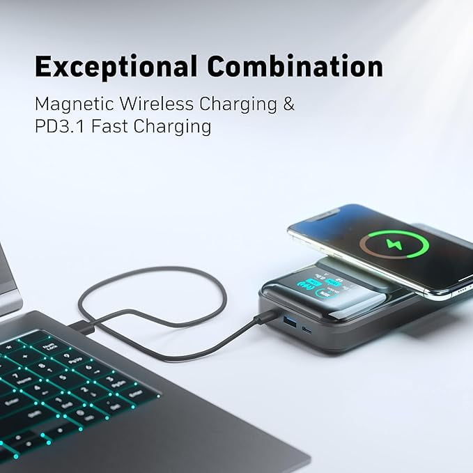PowerX Power Bank Deluxe Package, 250W 4-in-1 25,000mAh Laptop Portable Charger (91.25Wh) with Magnetic Wireless Charging - Image 5