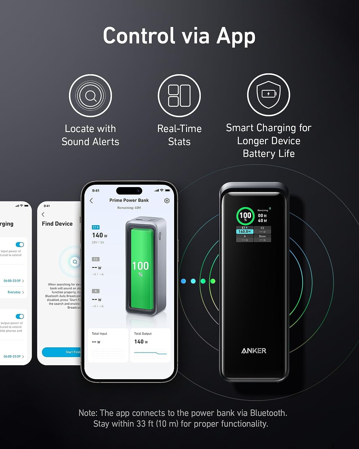 Anker Prime 27,650mAh Power Bank (250W), 3-Port Portable Charger, Smart App, Compatible with MacBook Pro/Air, iPhone 14/13 Series, Samsung, Dell, AirPods, and More (Charging Base Not Included) - Image 5